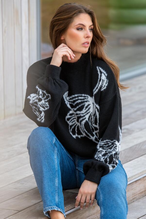 Belle Contrast Floral Jacquard Knit Jumper