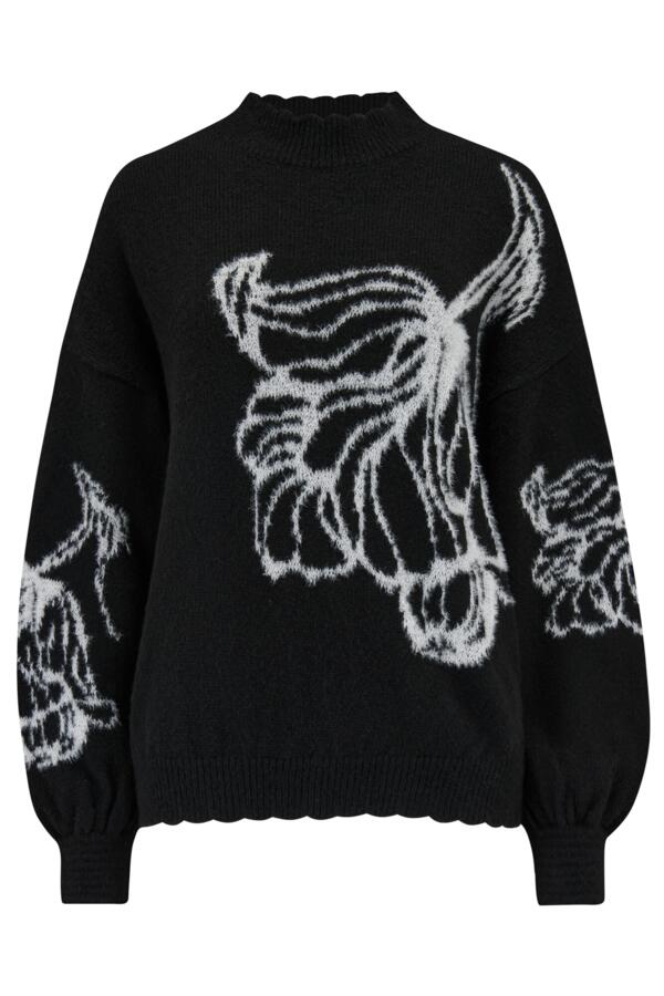 Belle Contrast Floral Jacquard Knit Jumper