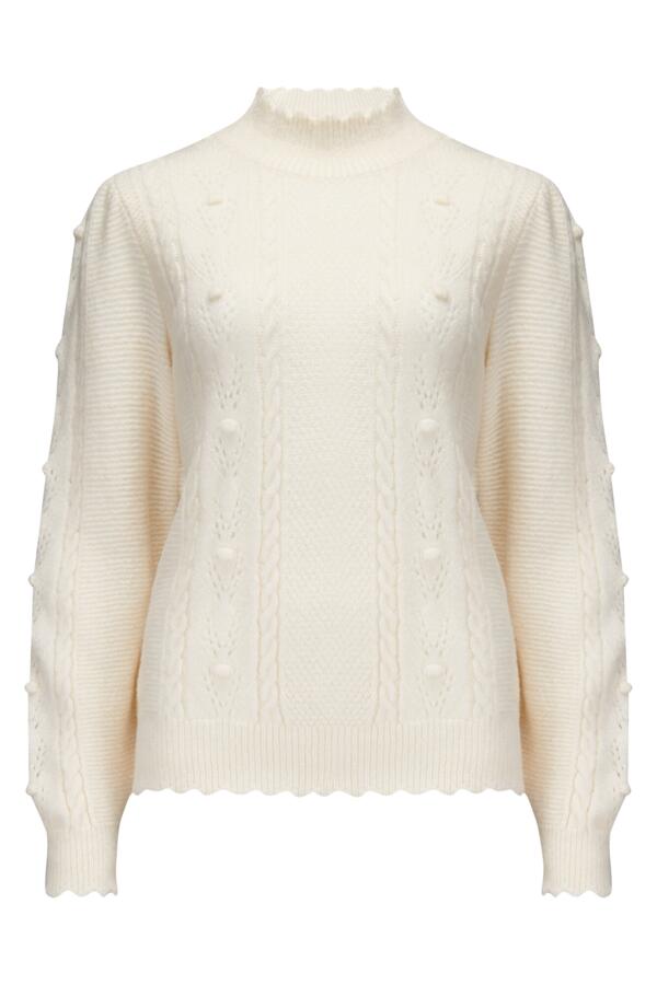 Marina Pointelle High Neck Knit Jumper