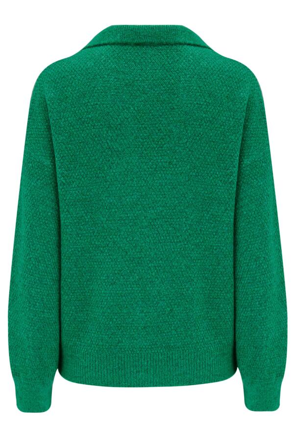 Kerry V-Neck Textured Knit Collared Jumper