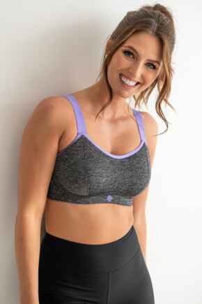 Energy Empower U/W Lightly Padded Convertible Sports Bra  - Grey Marl/Purple
