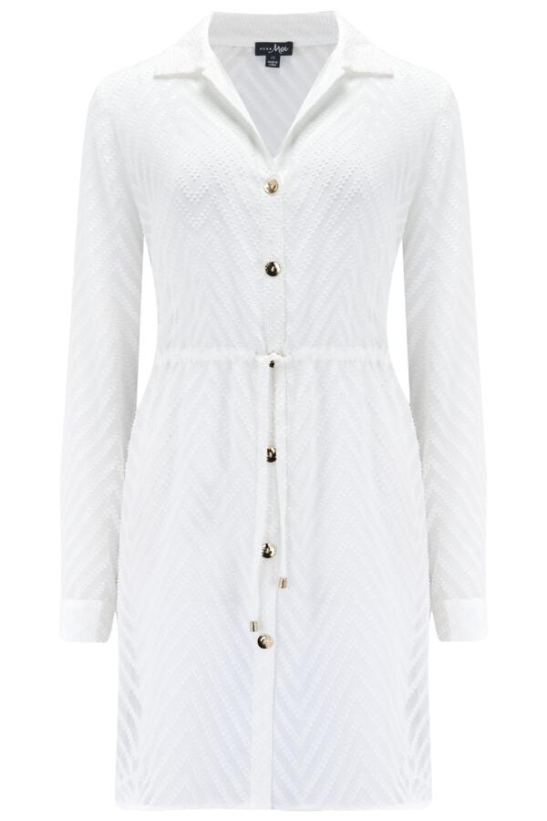 Chevron Stripe Button Through Beach Shirt
