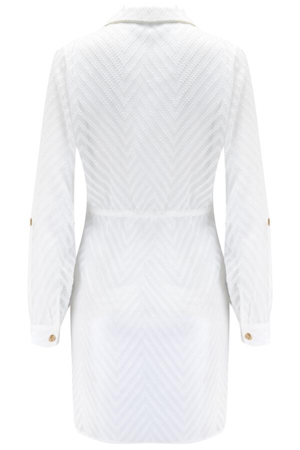 Chevron Stripe Button Through Beach Shirt