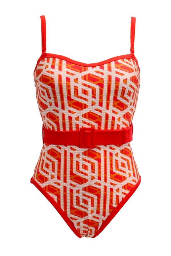 Casablanca Strapless Belted High Leg Tummy Control Swimsuit