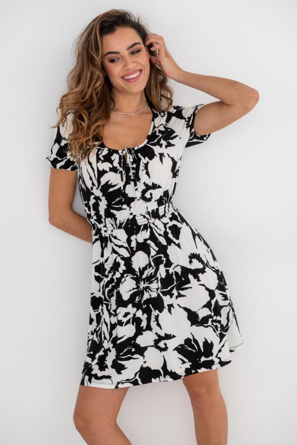 Evangeline Fuller Bust Gathered Neckline Slinky Jersey Dress