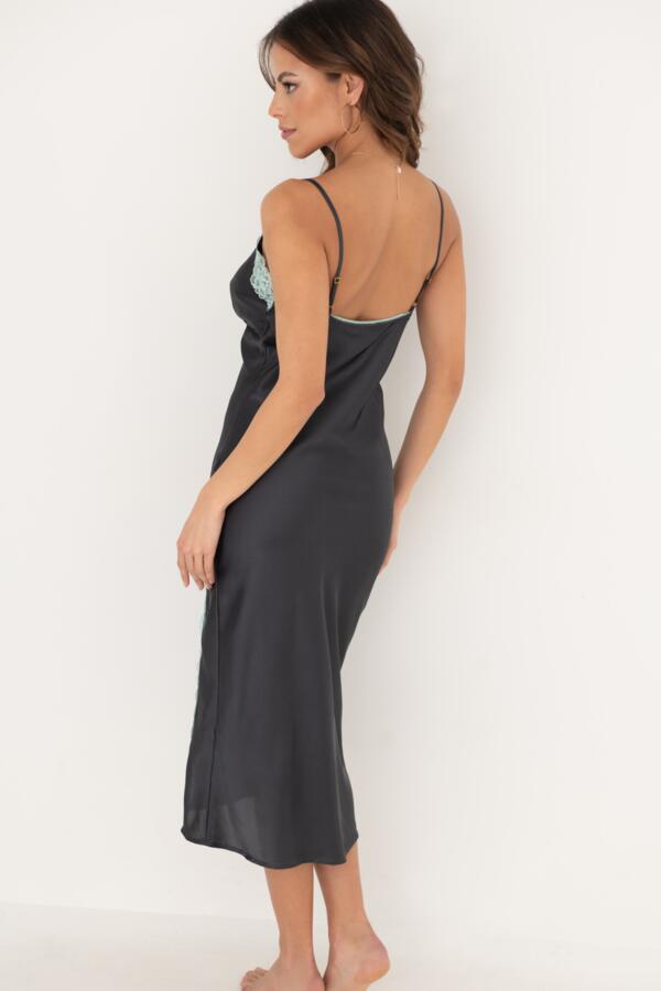 Dusk Satin and Lace Midi Chemise