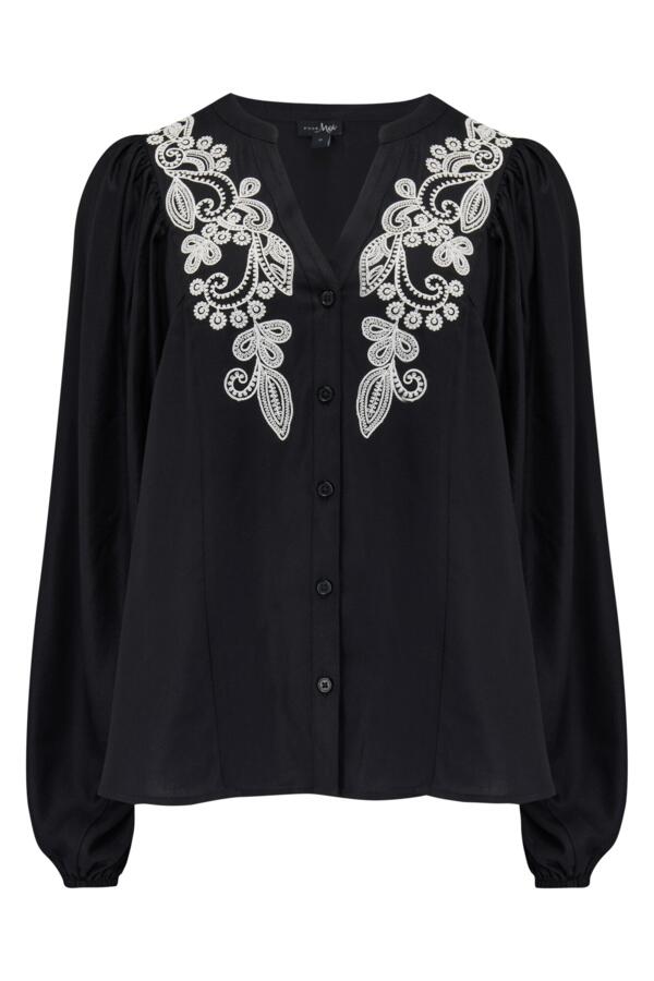 Stacie Fuller Bust Embroidered Woven Long Sleeve Blouse