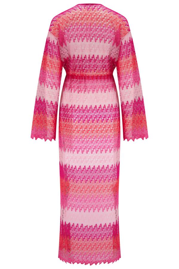 Colour Block Crochet Co-ord Maxi Beach Kimono