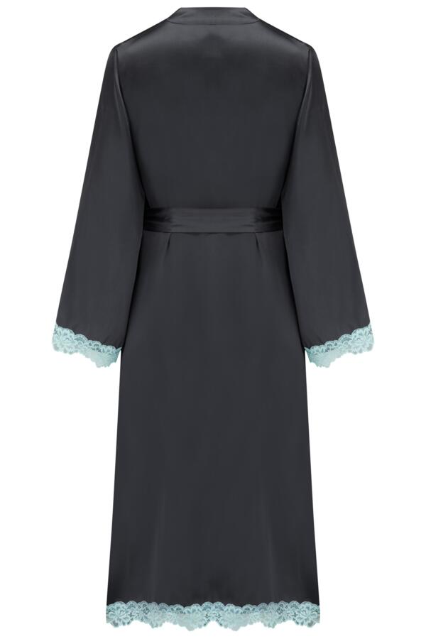 Dusk Satin and Lace Kimono Sleeve Dressing Gown