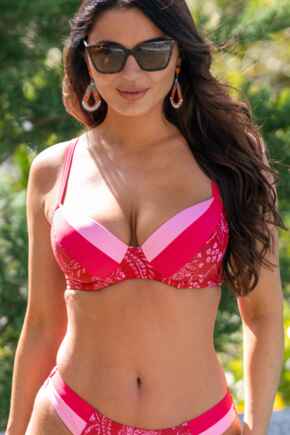 Palm Springs Padded Underwired Convertible Bikini Top  - Red/Pink