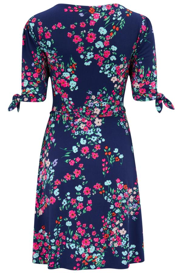 Bella Fuller Bust Slinky Stretch Tie Sleeve Tea Dress