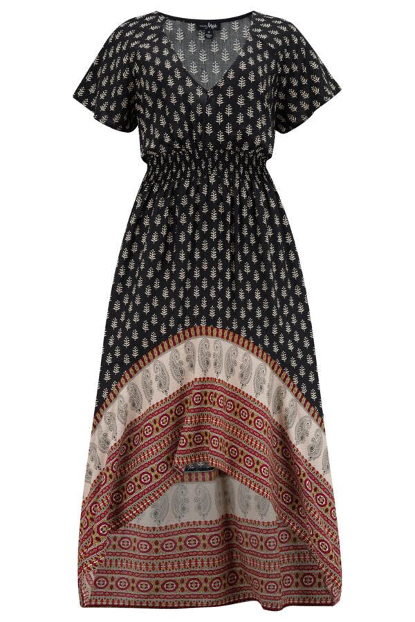 Border Print High Low Midaxi Beach Dress