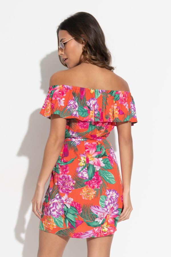 Frill Belted Bardot Dress