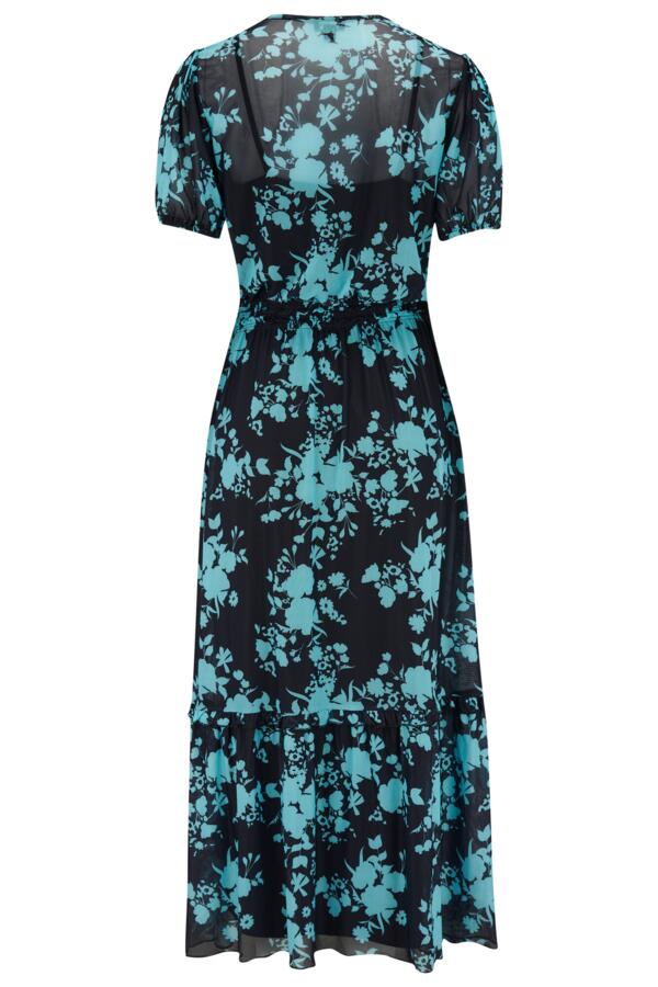 Annie Puff Sleeve Stretch Mesh Midaxi Dress
