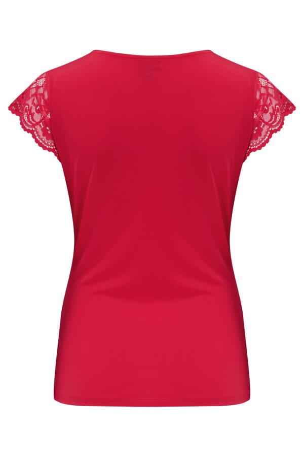 Julie Fuller Bust Slinky Jersey Lace Trim Wrap Top