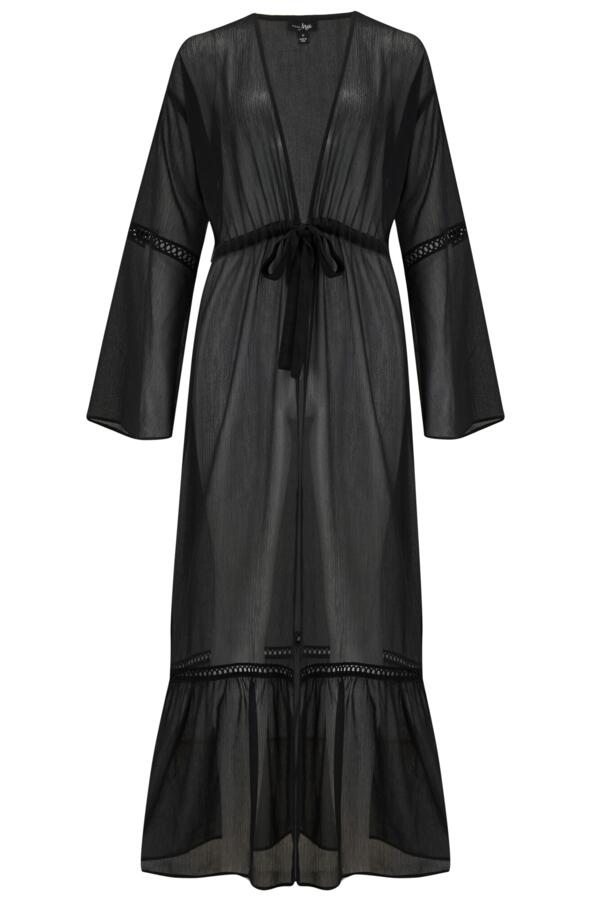 Long Sleeve Chiffon Maxi Beach Kimono