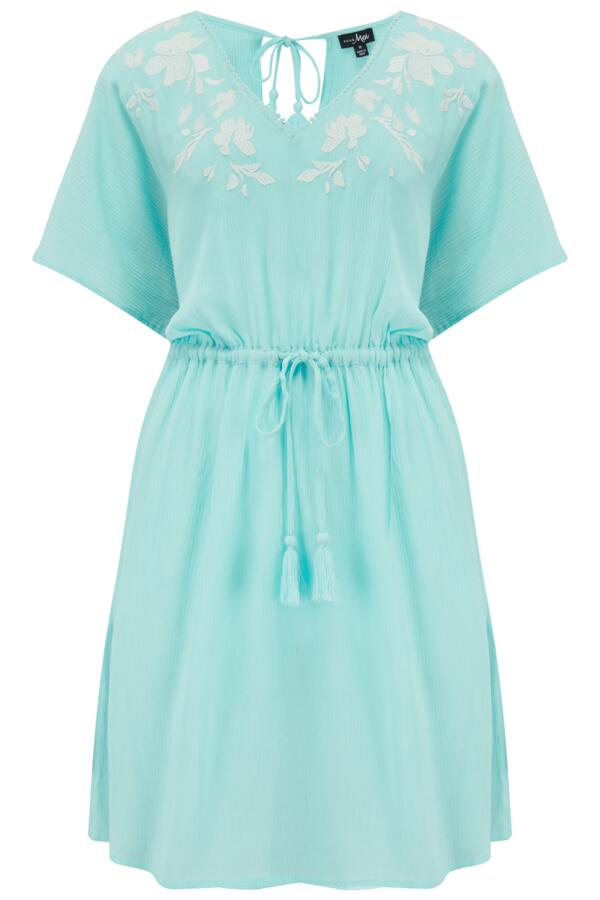 Crinkle Embroidered Beach Kaftan