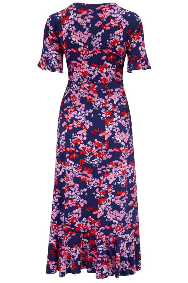 Megan Fuller Bust Slinky Jersey Frill Detail Midi Wrap Dress