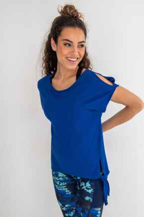 Energy Tie Side Short Sleeve Yoga Top  - Ultramarine