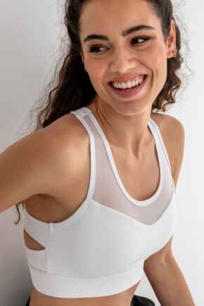 Energy Mesh Insert Yoga Crop Top - White