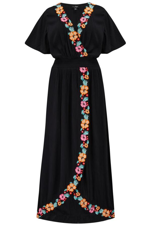 Crinkle Embroidered Beach Dress