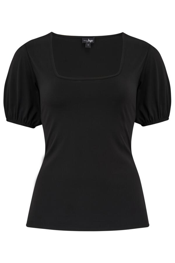 Birdie Square Neck Slinky Puff Sleeve Stretch Top