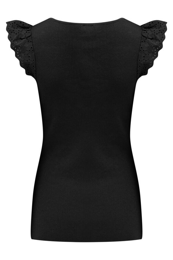 Sara Broderie Frill Sleeve Rib Knit Vest