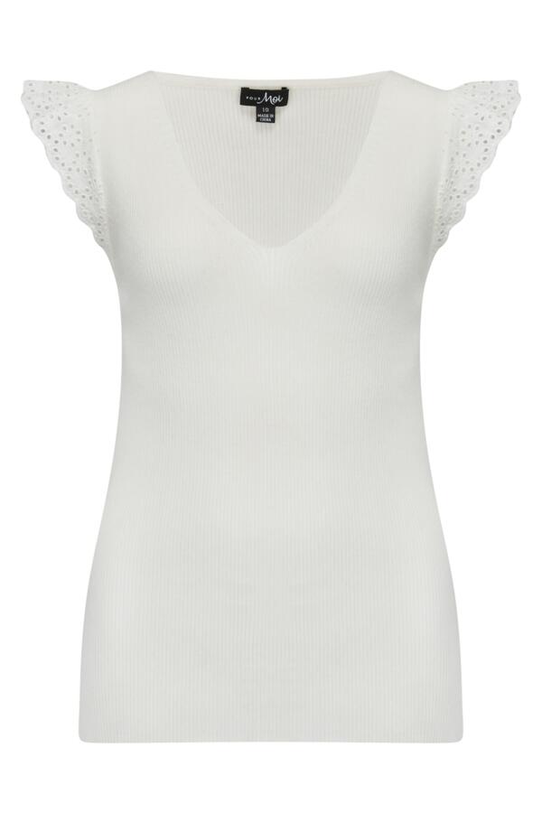 Sara Broderie Frill Sleeve Rib Knit Vest