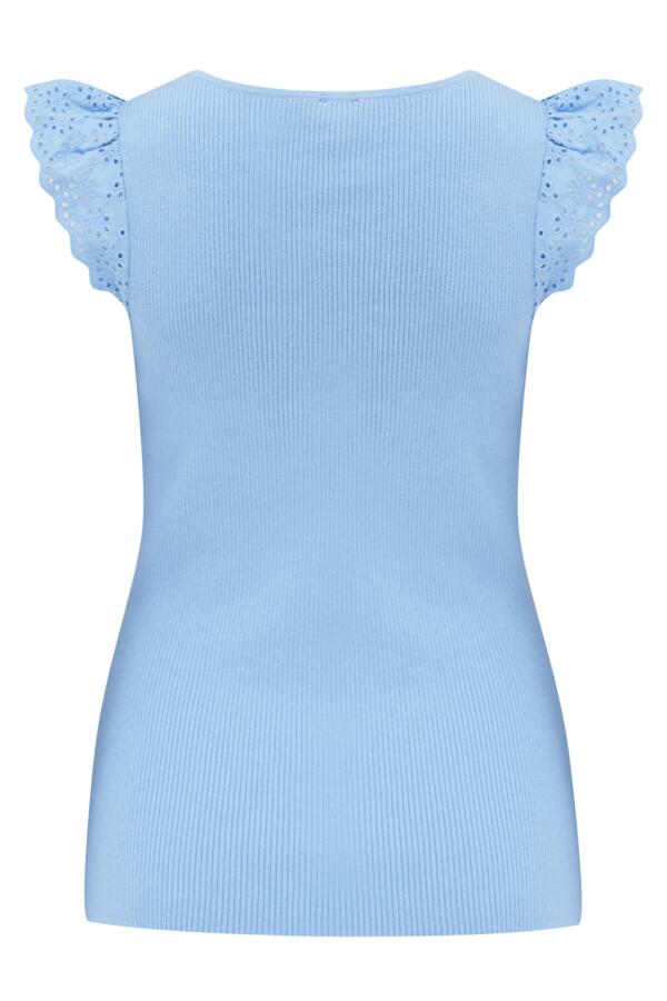 Sara Broderie Frill Sleeve Rib Knit Vest
