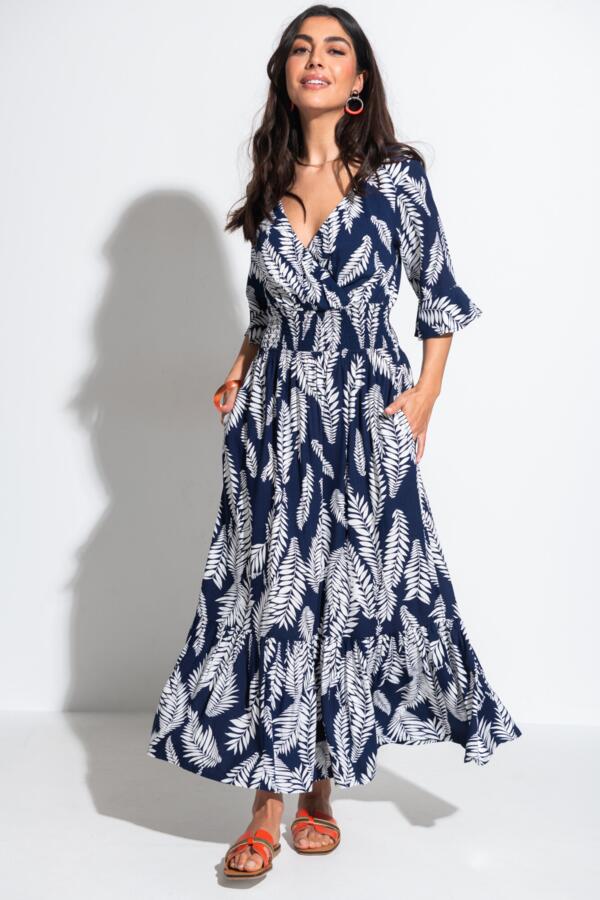 Carmen Fuller Bust Elasticated Neckline Woven Midaxi Dress