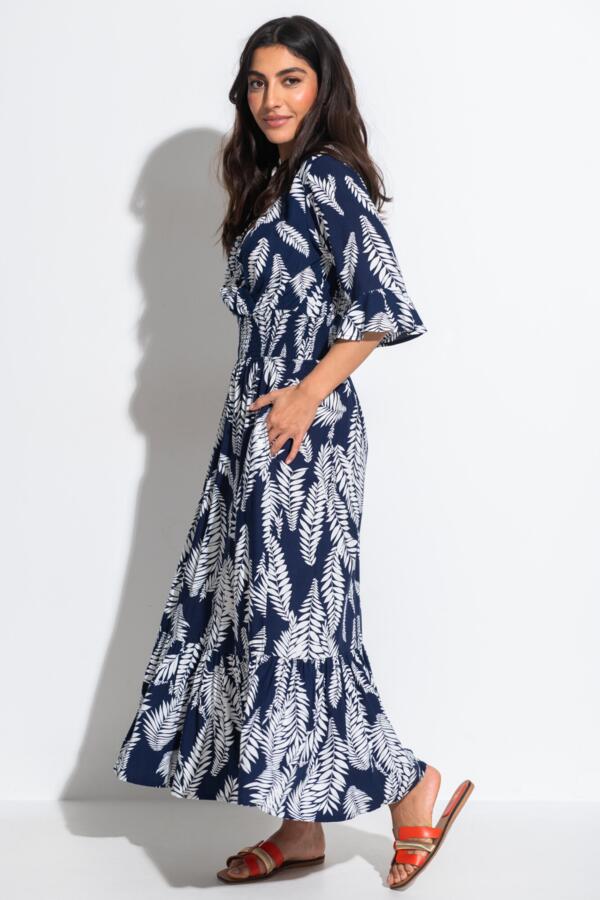 Carmen Fuller Bust Elasticated Neckline Woven Midaxi Dress