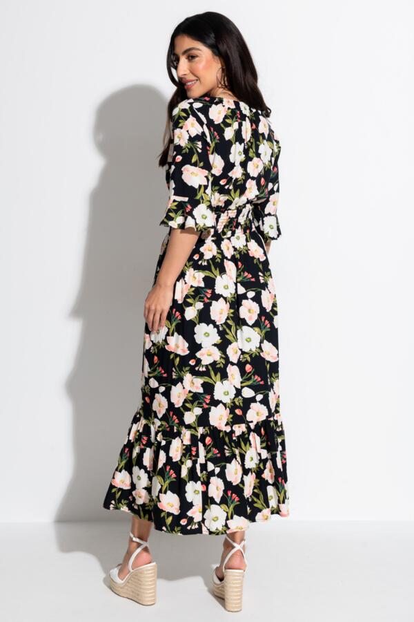 Carmen Fuller Bust Elasticated Neckline Woven Midaxi Dress