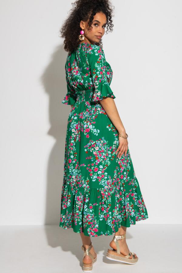 Carmen Fuller Bust Elasticated Neckline Woven Midaxi Dress