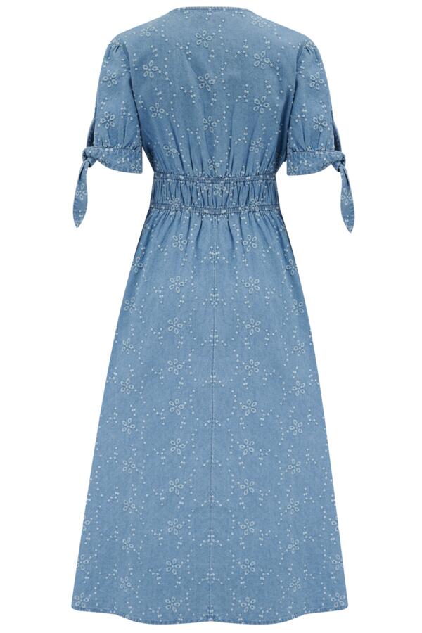 Amanda Chambray Broderie Tiered Midaxi Dress