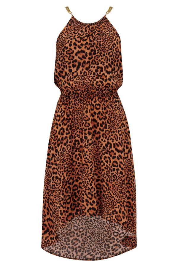 Gold Chain High Neck Beach Dress