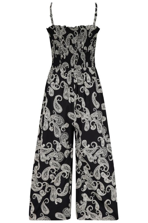 Strapless Shirred Bodice Crop Leg Beach Jumpsuit