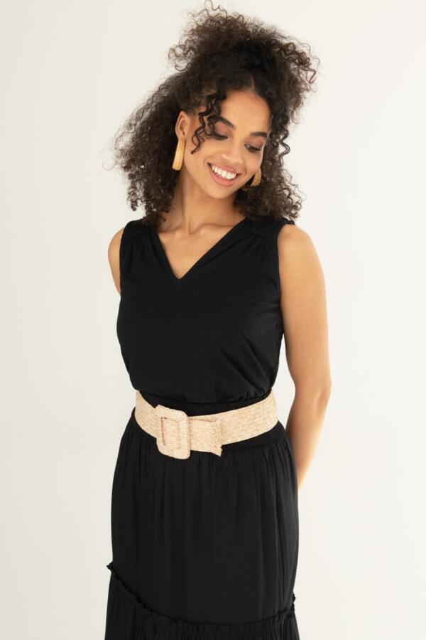Maya Cotton Slub Jersey Built-Up V-Neck Vest
