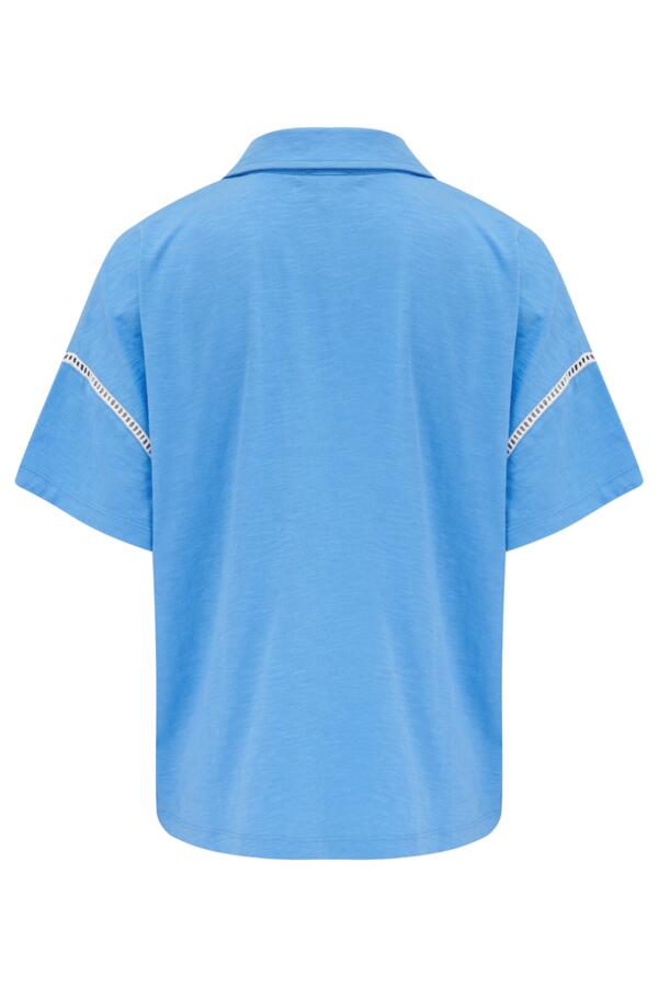Cotton Jersey Embroidered Revere Collar Shirt and Short Set