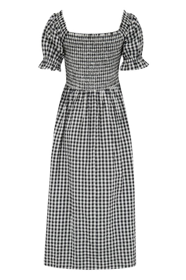 Daisy Shirred Bodice Short Sleeve Linen Blend Midi Dress