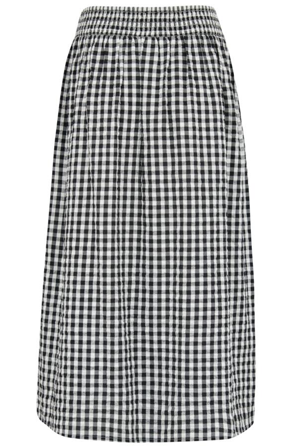 Deanna Shirred Waist Button Detail Woven Midi Skirt