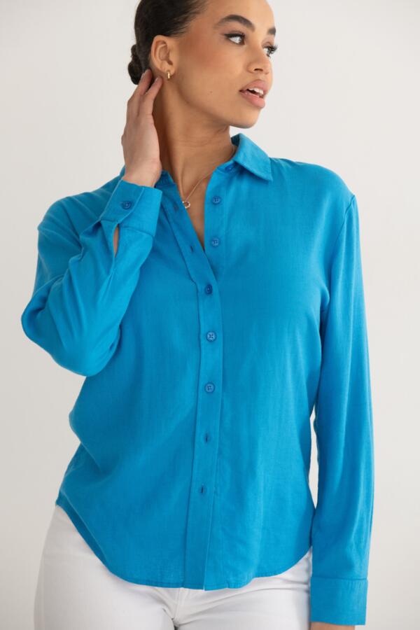 Wren Button Through Linen Blend Long Sleeve Co-Ord Shirt