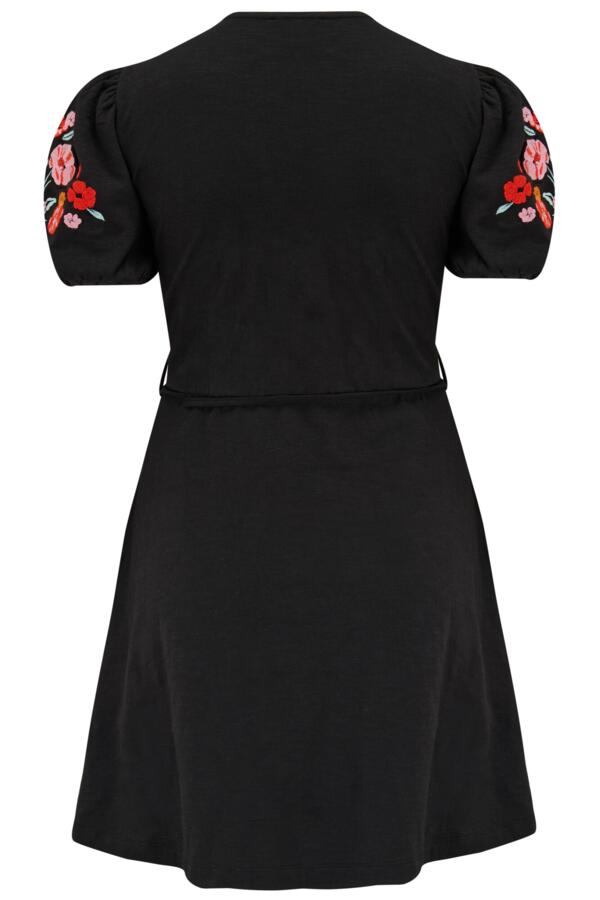 Bella Embroidered Sleeve Cotton Slub Jersey Tea Dress