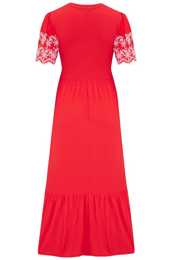 Nova Broderie Sleeve Crepe Jersey Midaxi Dress