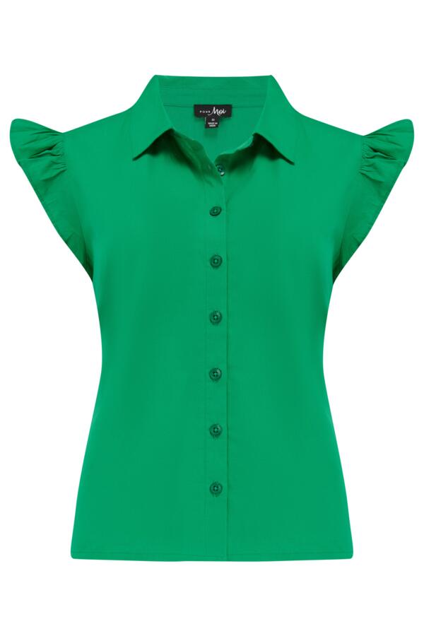 Shae Cotton Poplin Twist Tie Frill Sleeve Co-Ord Shirt