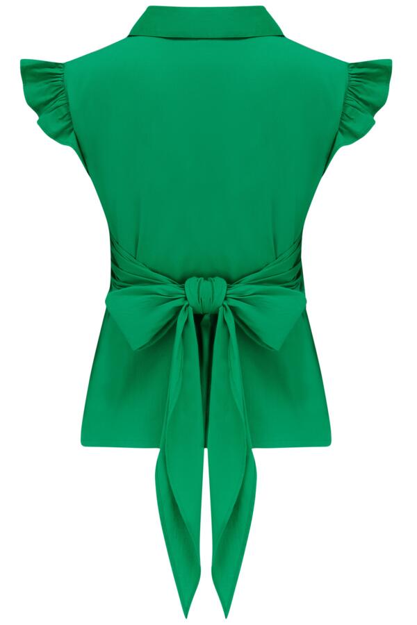 Shae Cotton Poplin Twist Tie Frill Sleeve Co-Ord Shirt