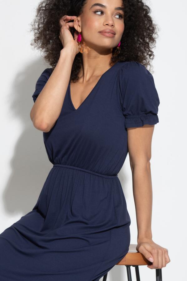 Jenny Puff Sleeve Jersey Midi Dress