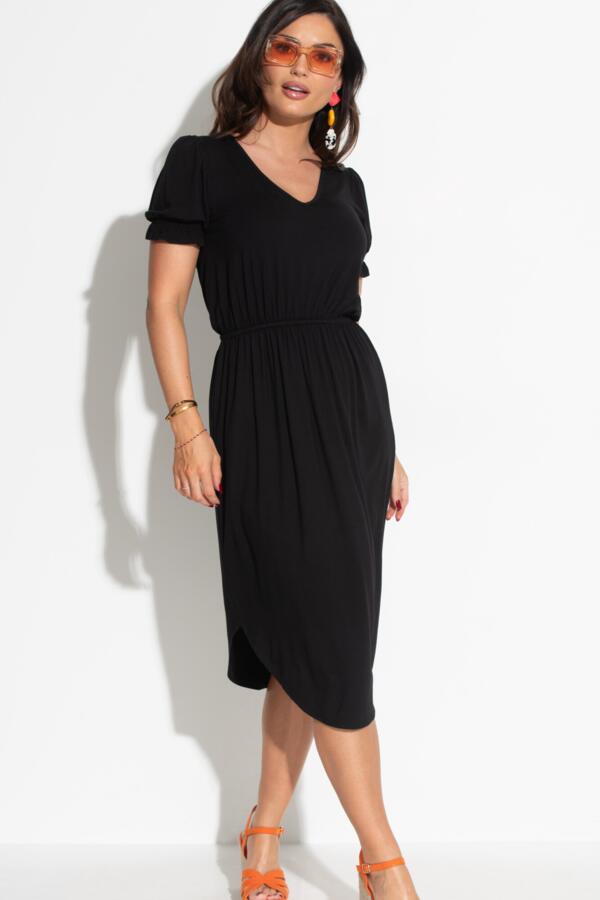 Jenny Puff Sleeve Jersey Midi Dress