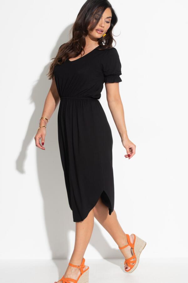 Jenny Puff Sleeve Jersey Midi Dress