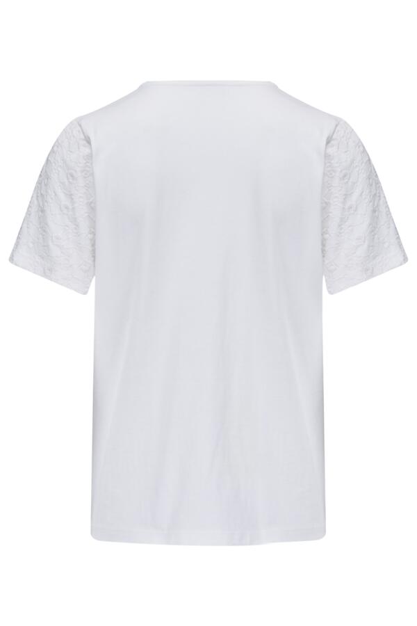 Niamh Broderie Cotton Jersey V-Neck T-Shirt