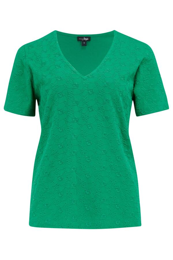 Niamh Broderie Cotton Jersey V-Neck T-Shirt